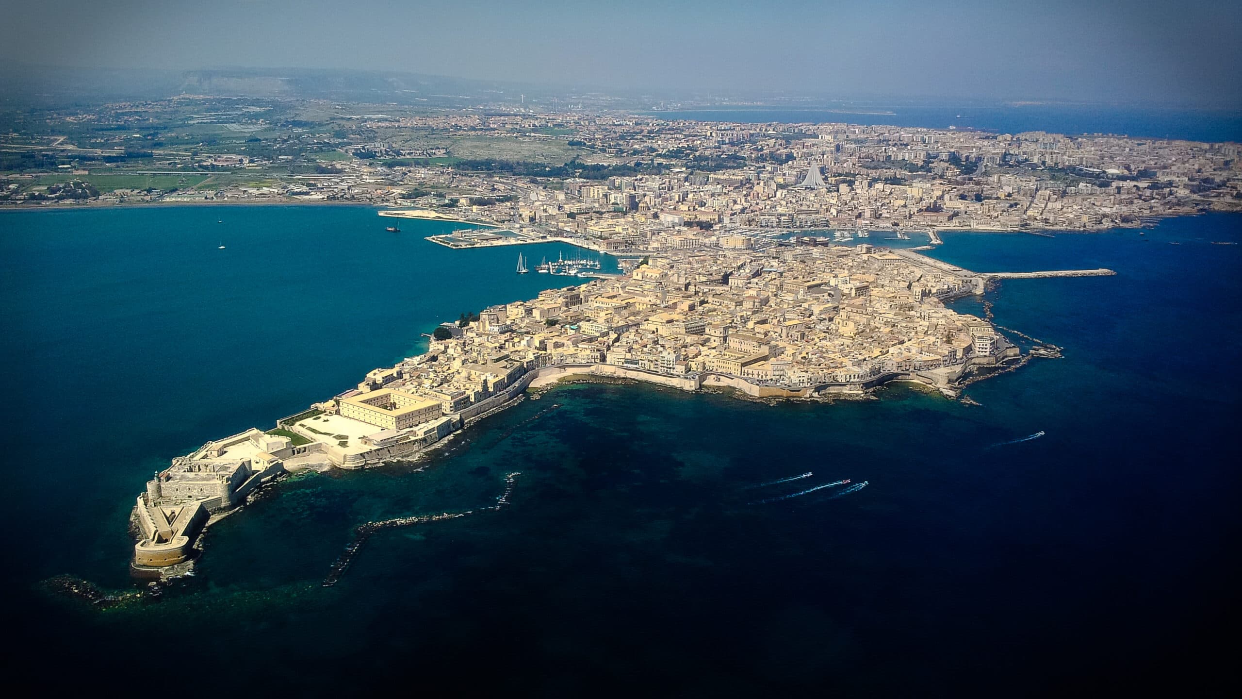 Ortigia, Syracuse aerial view
